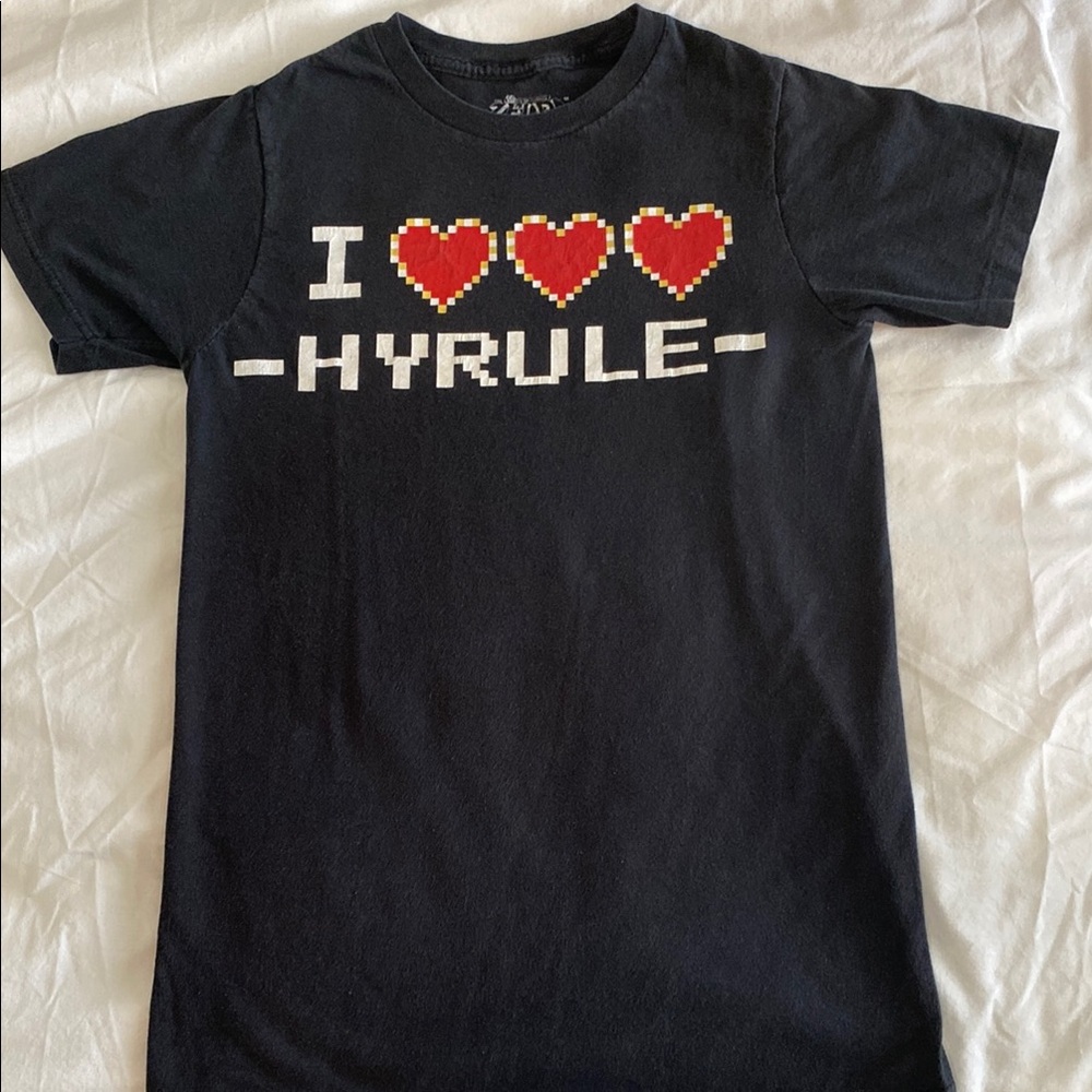Black T-Shirt with Pixel Heart Design
